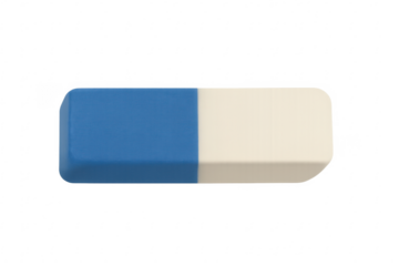Blue and white eraser on transparent background for easy editing