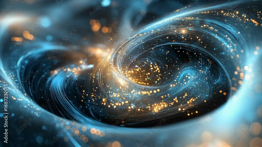 Wall mural swirling galaxy creating cosmic vortex with golden particles