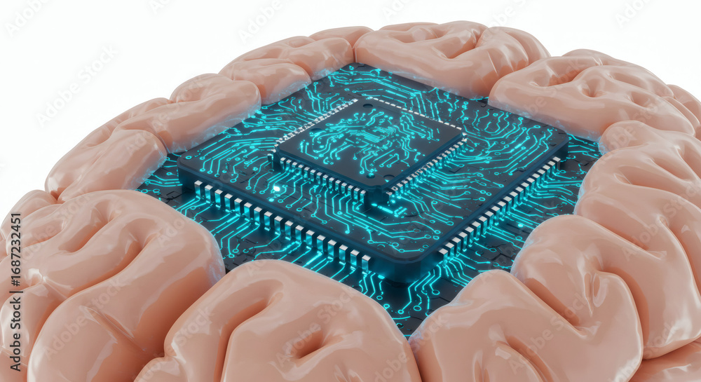 Poster artificial intelligence the fusion of human brain and computer chip
