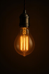 light bulb on black background