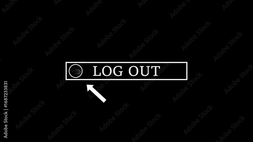 Aufkleber glowing white text cursor animation. design is log out button vector sign, pointing towards download