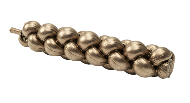 FARMING - Bronze braided candle isolated on a white background, decorative taper candle perfect for home decor and events