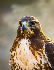 Close-up of a hawk's head and chest