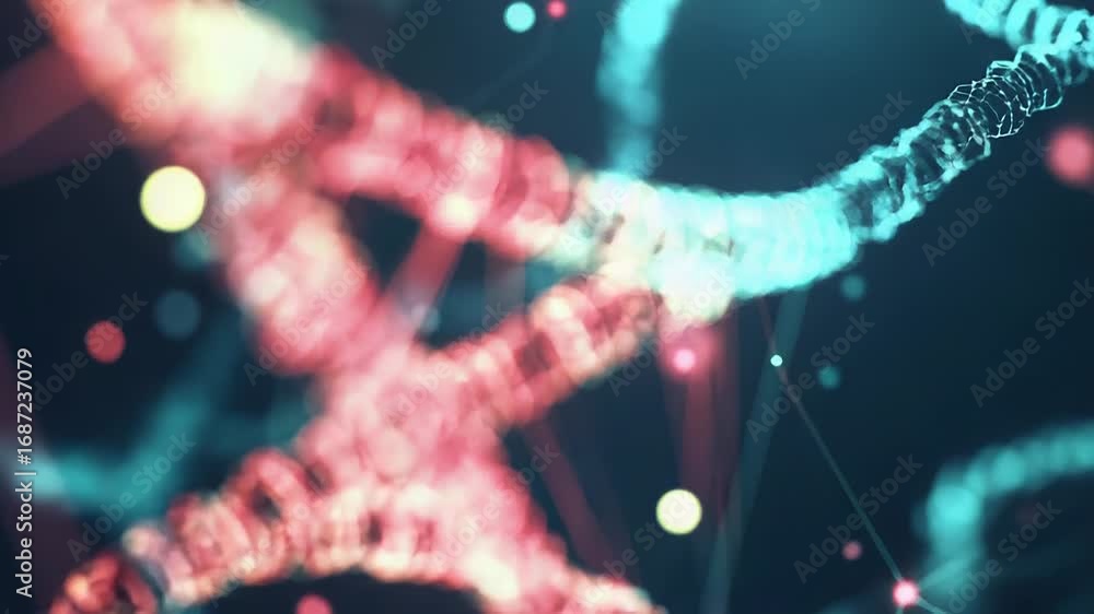 Poster dna strands creating complex network of genetic information