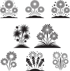 Fireworks bursting celebratory festive designs 