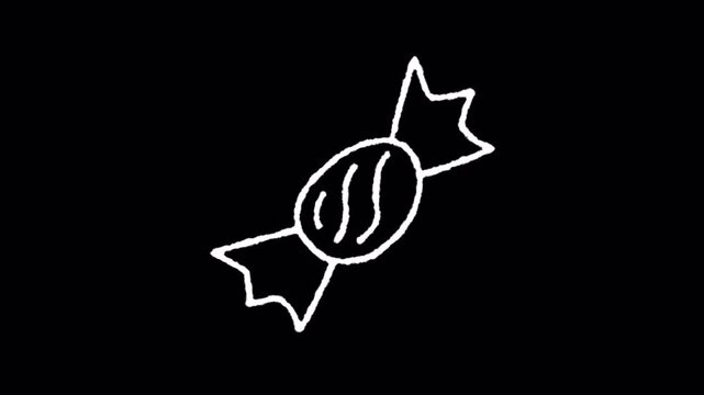 Hand-Drawn Candy on Black: Simple, Sweet, and Animated Delight