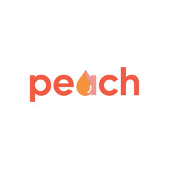 Peach Logo Design with a Water Drop in the Middle.