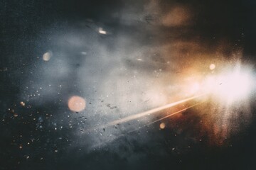 Obraz premium retro film light leak overlay effect with scratch dust and light leaks, retro grain noisy film distressed texture light leak flare on black background