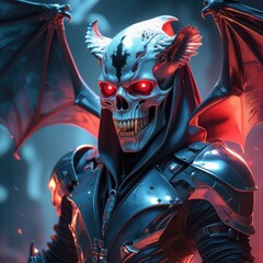 human skull with wings
