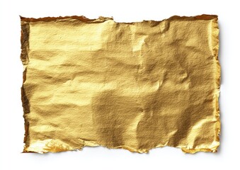 Fototapeta premium Gold foil, torn rectangle, crumpled texture