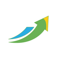 Upward Trending Arrow Graphic with Blue and Yellow Accents
