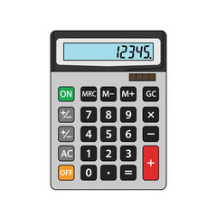 Gray and Black Handheld Calculator with Display Showing 12345