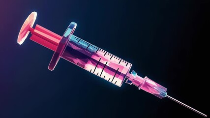 Glass syringe with neon lighting creating a futuristic atmosphere - Powered by Adobe