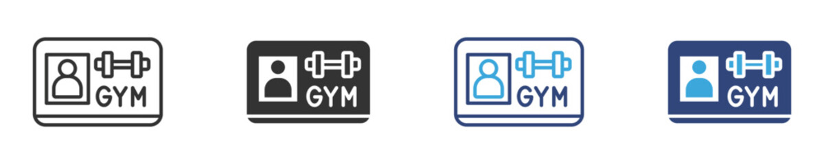 Gym Membership card icon set, vector illustration . 