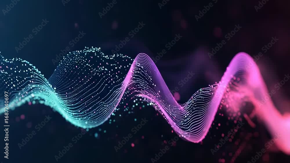 Poster abstract futuristic flowing data stream visualization with particles