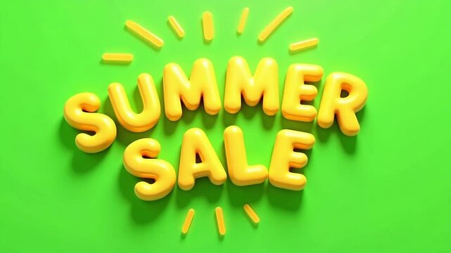 Bright yellow "Summer Sale" text pops with vibrant energy on a green background
