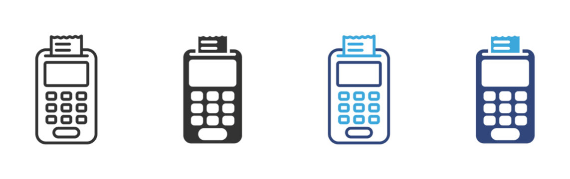pos terminal icon set in outline and flat style , vector illustration.