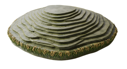 FARMING - Ancient terraced hill with green grass, aerial view of archaeological landscape, perfect for history or geography projects