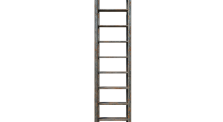 FARMING - Old wooden ladder isolated on black background, rustic vintage step ladder perfect for construction and restoration projects