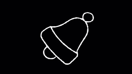 Simple Bell Outline: Minimalist White Drawing on Black Background