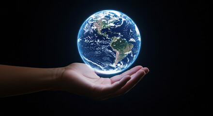 Hold the world in your hands, a glowing Earth cradled by a gentle palm