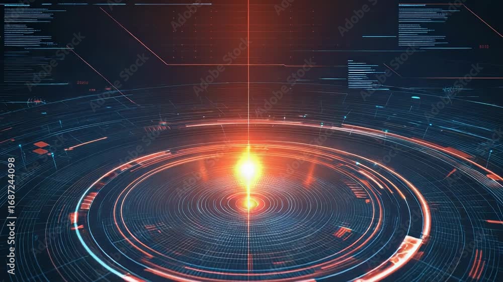 Poster futuristic hologram emitting light and displaying data analysis