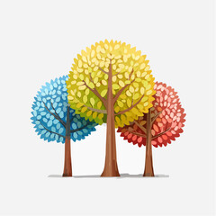  Stylized Grove of Four Seasons Trees