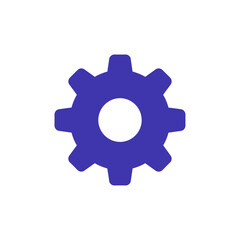 Isolated Blue Gear Icon with Central White Circle