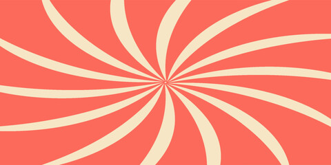 Red sunburst lines on yellow Background. Light sun rays pattern. Vintage stripes halftone radial wallpaper for poster, banner, advertising backdrop, comic or circus scene.