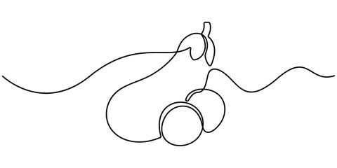 One line art Eggplant vector illustration. line art, one continuous line, simple, hand drawn and sketch style. Single line drawing Eggplant vegetable. for icons, symbols, signs or logos. PNG