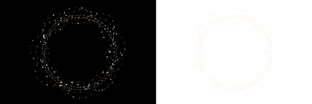 Elegant circular png overlay design featuring intricate dotted patterns on contrasting black and white backgrounds, ideal for enhancing visual projects and creative compositions