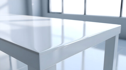 Fototapeta premium White Modern Table with Reflective Surface
