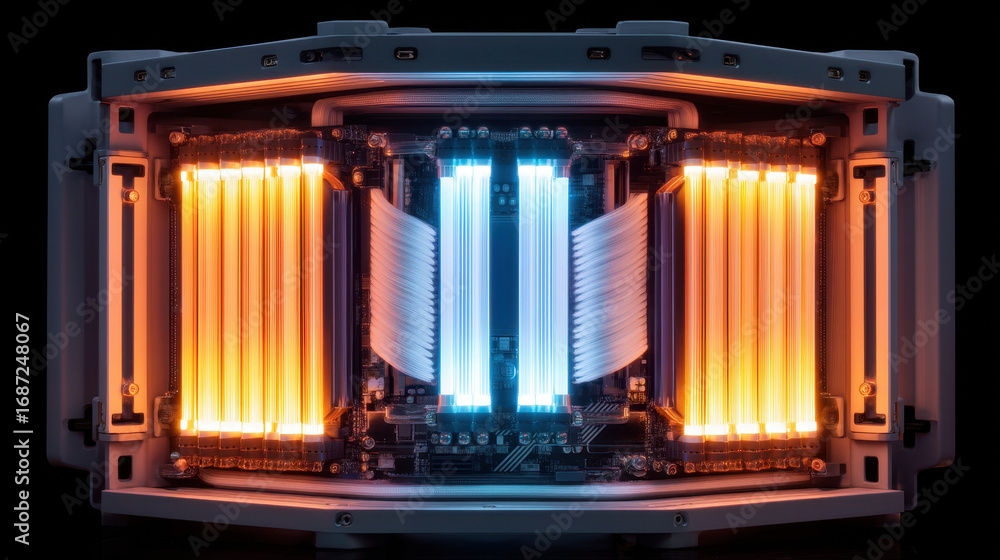 Aufkleber futuristic thermal management system featuring advanced cooling nanomaterials and smart sensors in a