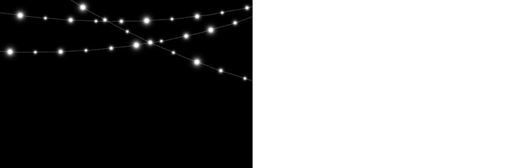 Png overlay featuring glowing string lights on a dark background, creating a magical atmosphere,...
