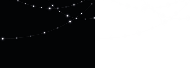 Elegant string lights glowing against a dark background, creating a magical atmosphere, perfect for festive occasions or romantic settings with copy space for text