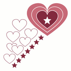 Vector art of hearts and stars design for valentines day