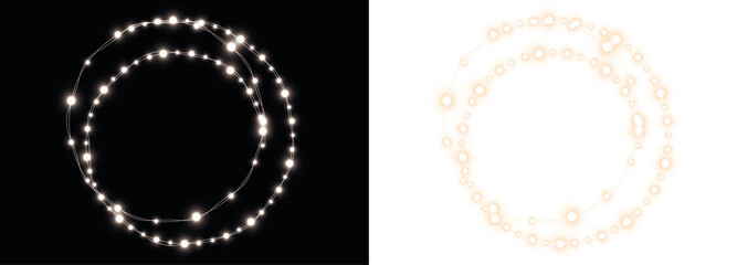 Abstract glowing light circle overlay on contrasting backgrounds, featuring luminous orbs and dynamic lines, perfect for creative design projects and visual storytelling