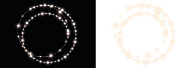 Abstract glowing light circle overlay on contrasting backgrounds, featuring luminous orbs and dynamic lines, perfect for creative design projects and visual storytelling