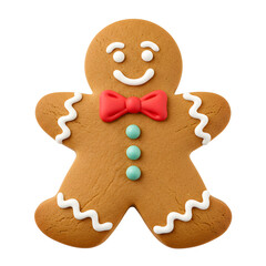 Gingerbread man cookie with red bow tie Christmas design