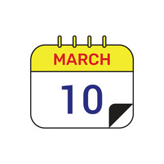 10 march calendar icon vector month illustration design