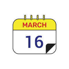 16 march calendar icon vector month illustration design
