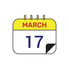 17 march calendar icon vector month illustration design