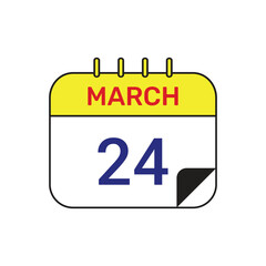 24 march calendar icon vector month illustration design