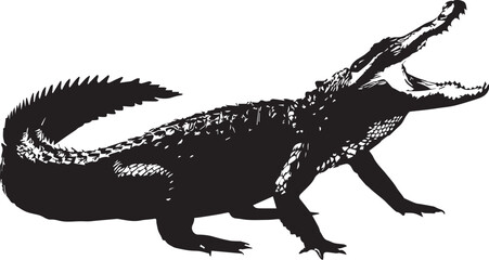 Obraz premium Stylized silhouette of an alligator with open jaws in dynamic pose