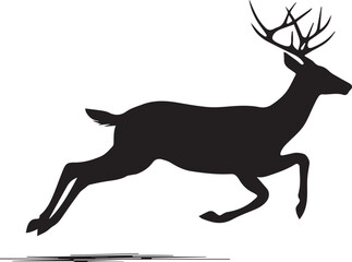 Fototapeta premium Silhouette of a leaping deer with antlers in dynamic motion
