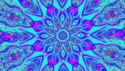 Vibrant, symmetrical, kaleidoscopic pattern