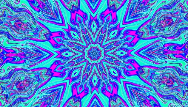 Vibrant, symmetrical, kaleidoscopic pattern