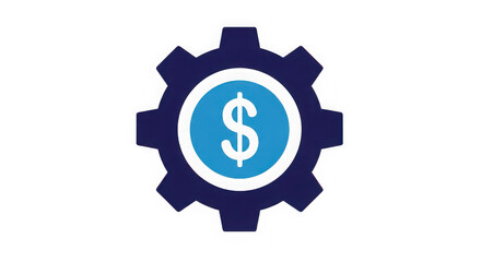Dollar sign gear icon represents business finance growth and mechanical operations transparent background