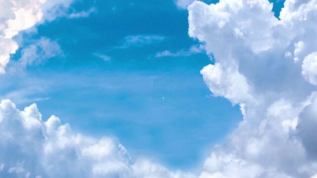 Heart-Shaped Cloud Opening with Blue Sky, Dreamy Love and Nature Concept, sky and clouds video, Youtube channel video, blue sky with clouds