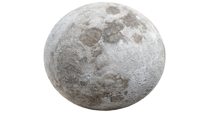 Detailed Grey Moon Texture on Transparent Background